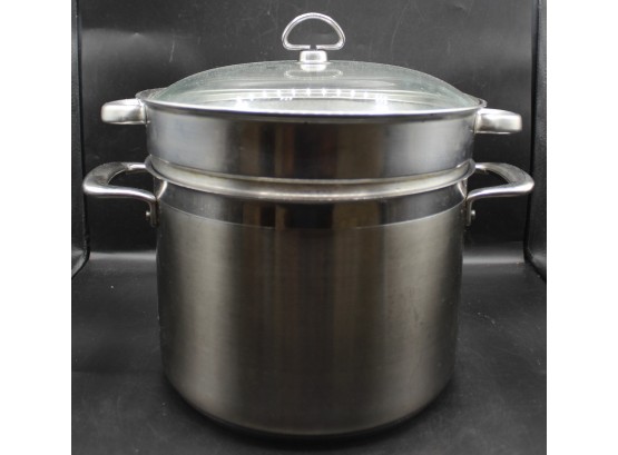 Chantal Induction 21 Steel 8 Qt. Stainless Steel Double Boiler Pot In Brushed Stainless Steel With Glass Lid