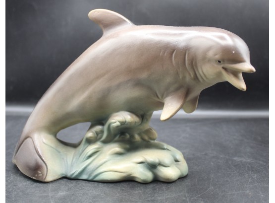 Lefton Ceramic Dolphin Riding The Wave Bank