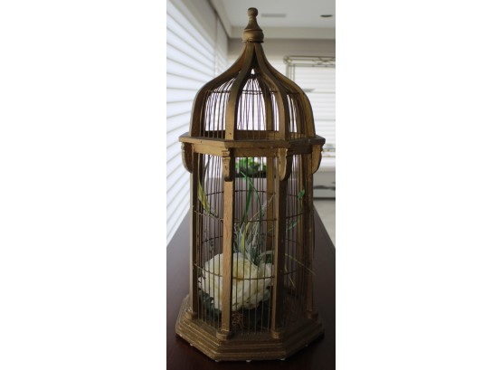 Lovely Faux Rose Decorated Bird Cage