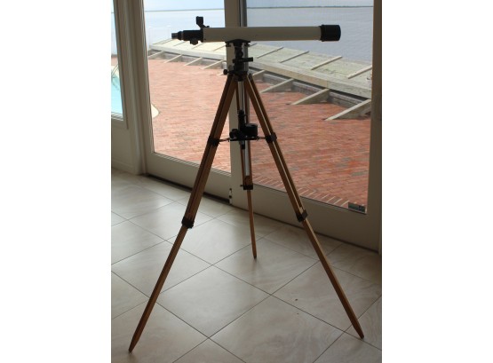 Vintage Selsi Telescope With Coated Optics, Adjustable Wooden Tripod