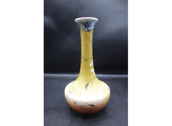 Vintage Hand Painted Oriental Floral Ceramic Vase