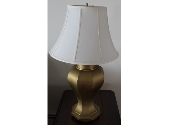 Vintage Gold Toned Table Lamp With White Shade