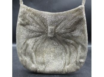 Vintage Silver Beaded Handbag
