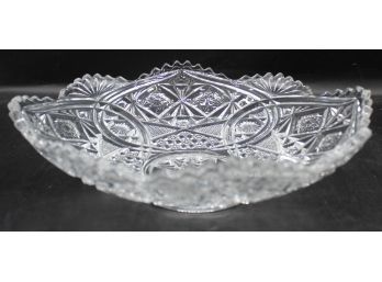 Lovely Cut Glass Serving / Fruit Bowl W/ Sawtooth Edge