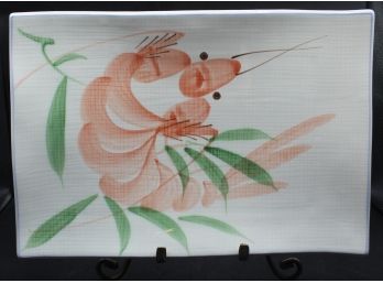 Rare Hand Painted Shrimp Decorative Serving Platter