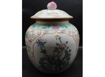 Vintage Oriental Hand Painted Floral Patterned Ginger Jar