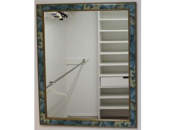 Floral Patterned W/ Turquoise Background Framed Wall Mirror