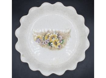 Vintage Floral Decorated Ceramic Pie Dish
