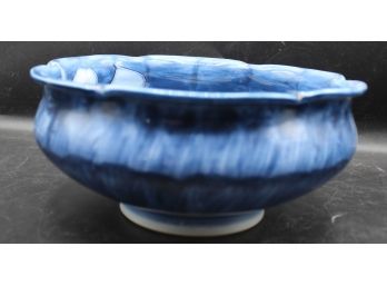 Vintage Oriental Floral Blue And White Glazed Decorative Bowl