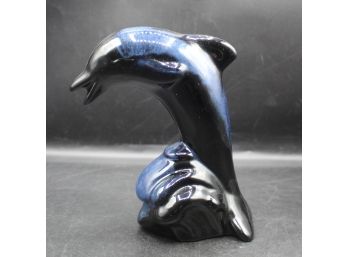 Lovely Glazed Wood Dolphin Figurine