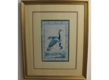 Vintage Two Cranes Chinese Influences Art Framed & Matted