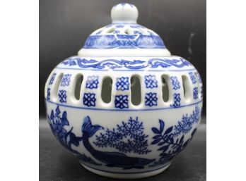 Vintage Oriental Porcelain Lidded Tealight Candle Holder
