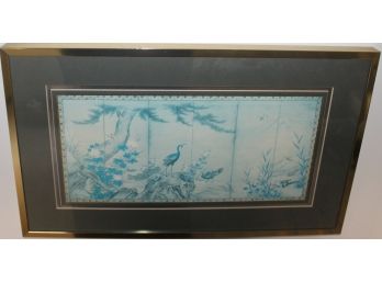 Lovely Framed Oriental Crane & Floral Print