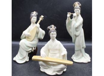 Vintage Japanese Geisha Ceramic Figurines - Set Of Three