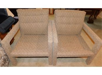 Cushioned Fabric Arm Chairs - Set Of Two