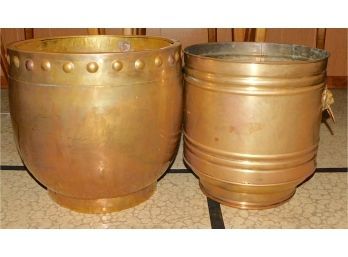 Vintage Brass Planters- Set Of Two