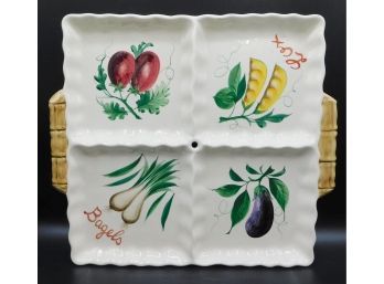 Hand Painted Ceramic Sectioned Bagel Serving Tray