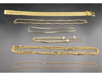 Lot Of Assorted Gold Tone Necklaces - Set Of Six