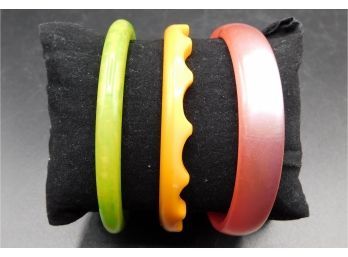 Set Of Three Colorful Resin Bangle Bracelets