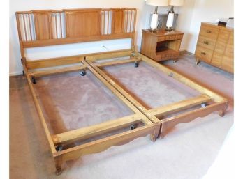 John Widdicomb Mid-Century Modern Fruitwood Double Twin/ King Size Bed Frame