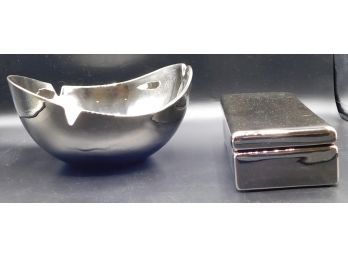 Metallic Ashtray Bowl & Trinket Box