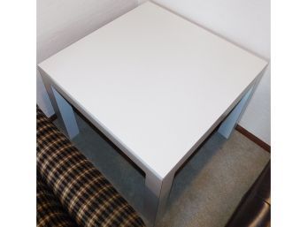 White Formica Parsons Style End Table