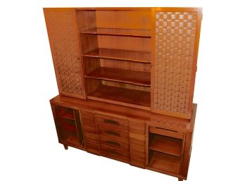 Original John Widdicomb Vintage Fruitwood Mid Century Modern Hutch Cabinet