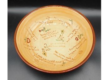 Pennsbury Pottery Vintage 9' Serving Bowl With Amish PA Dutch Sayings