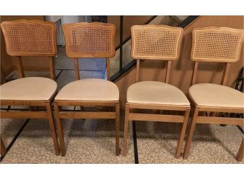 Vintage Stakmore Folding Cane Back Chairs - Set Of Four