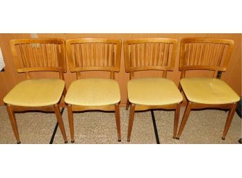 Vintage Stakmore Yellow Vinyl Cushioned Chairs - Set Of Four