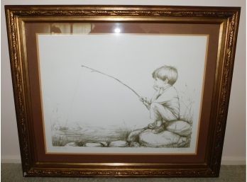 Mary Vickers Boy Fishing Framed Artist Proof