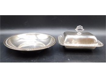 Silver Plated Small Butter Dish & Small Saucer Bowl
