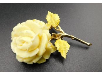 Pell Yellow Rose Brooch Pin