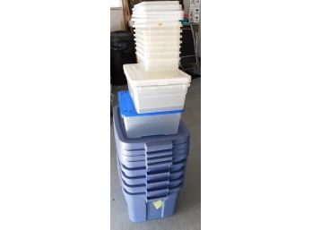 Assorted Lot Of Plastic Storage Bins, 13 Total