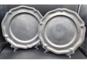 Metal Pair Of Flower Shaped Plates & The Danish Silversmith Handmade #108 Jar W/Bird