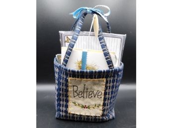 'Believe' Fabric Gift Bag With Stationary Set