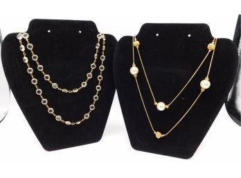 Elegant Gold Tone Necklaces - Set Of Two