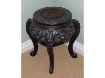 Oriental Style Dragon Carved Wooden End Table