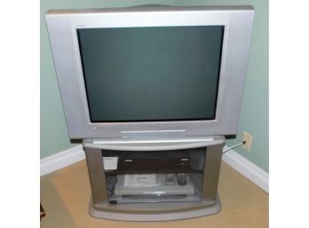 Sony Trinitron 2004 KV- 27FS100L Color TV & Grey Metal TV Media Center Stand