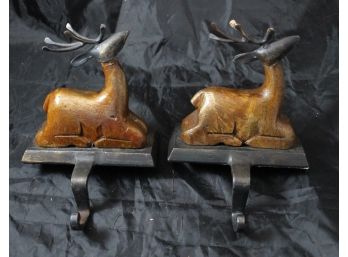 Set Of Wrought Iron Deer Stocking Holders