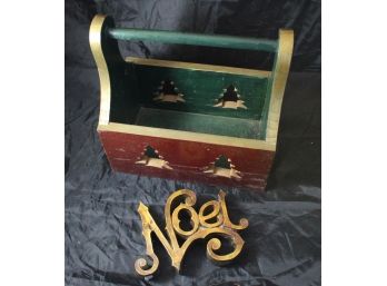 Wooden Christmas 'Noel' Box & Wooden Noel Wall Plaque