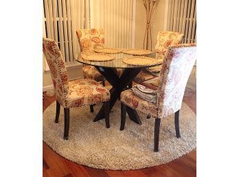 Glass Top Dining Table W/4 Upholstered Chairs