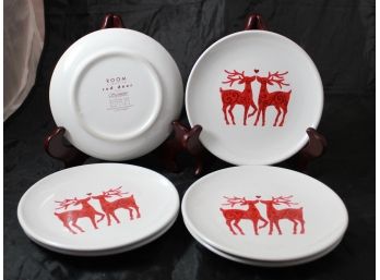 Signature Housewares Room Creative Red Deer Appetizer/Dessert Plates, Set Of 6
