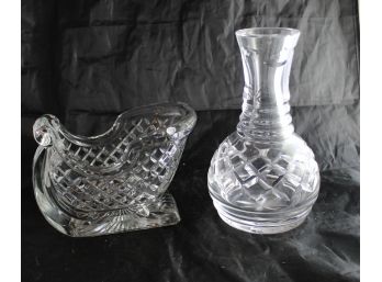 Waterford Crystal Vase & Crystal Sleigh