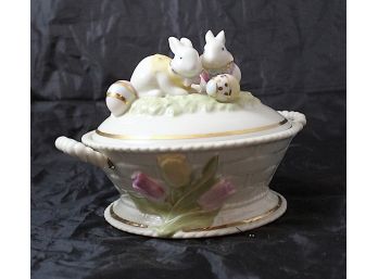 Lenox Occasions Easter Bunny Covered Candy Dish