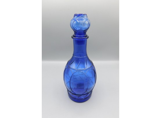 Vintage Blue Glass Decanter With Stopper