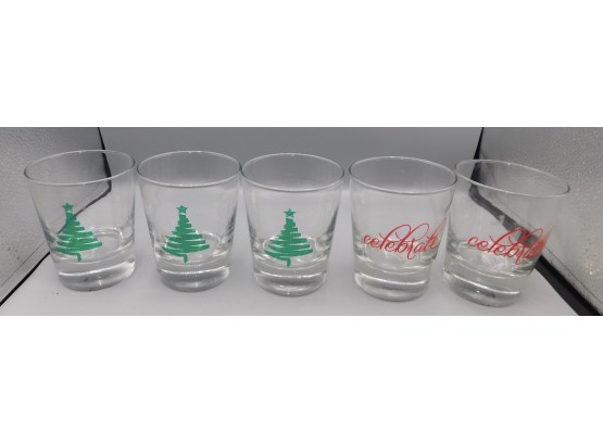 Decorative Set Of Weighted Bottom Holiday Drinking Glasses