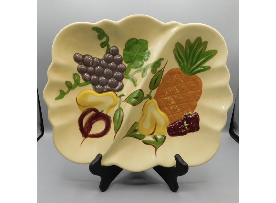 Decorative Ceramic Glazed Hand Painted Fruit Pattern Sectional Serving Bowl