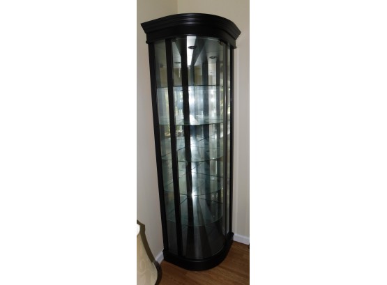 Solid Wood Lighted Glass Shelf Corner Curio Cabinet