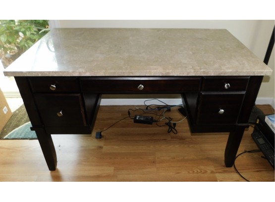 Steve Silver Company Faux Marble Top Office Desk With 4 Felted Drawers